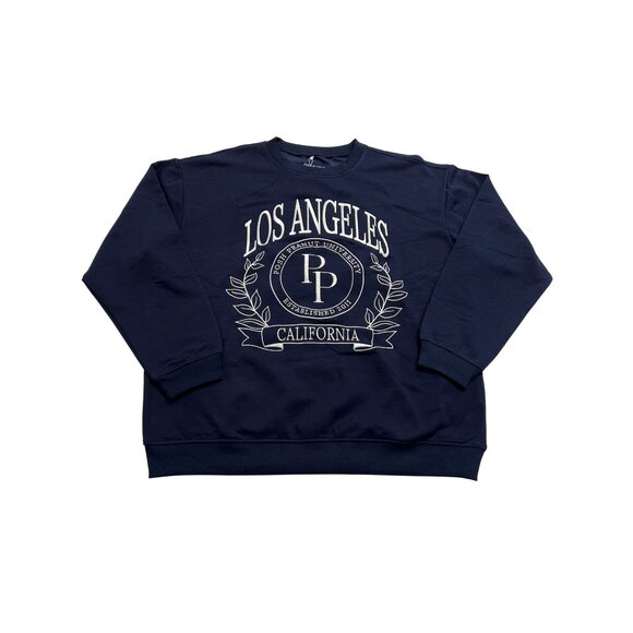 Posh Peanut Fleece Sweatshirt in Varsity Navy Blue - Picture 1 of 4